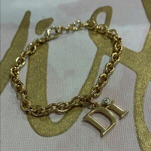 Gold-Tone Initial 'Di' Charm Bracelet - Women's Jewelry